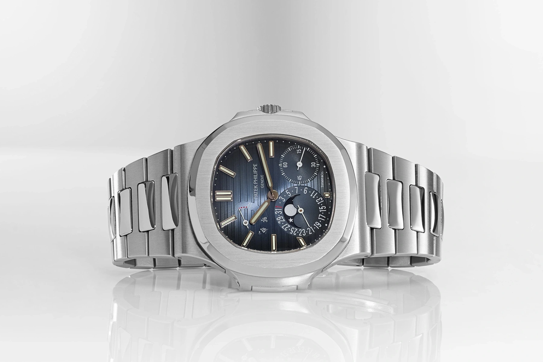Patek Philippe Nautilus with a blue dial, illustrating the brand