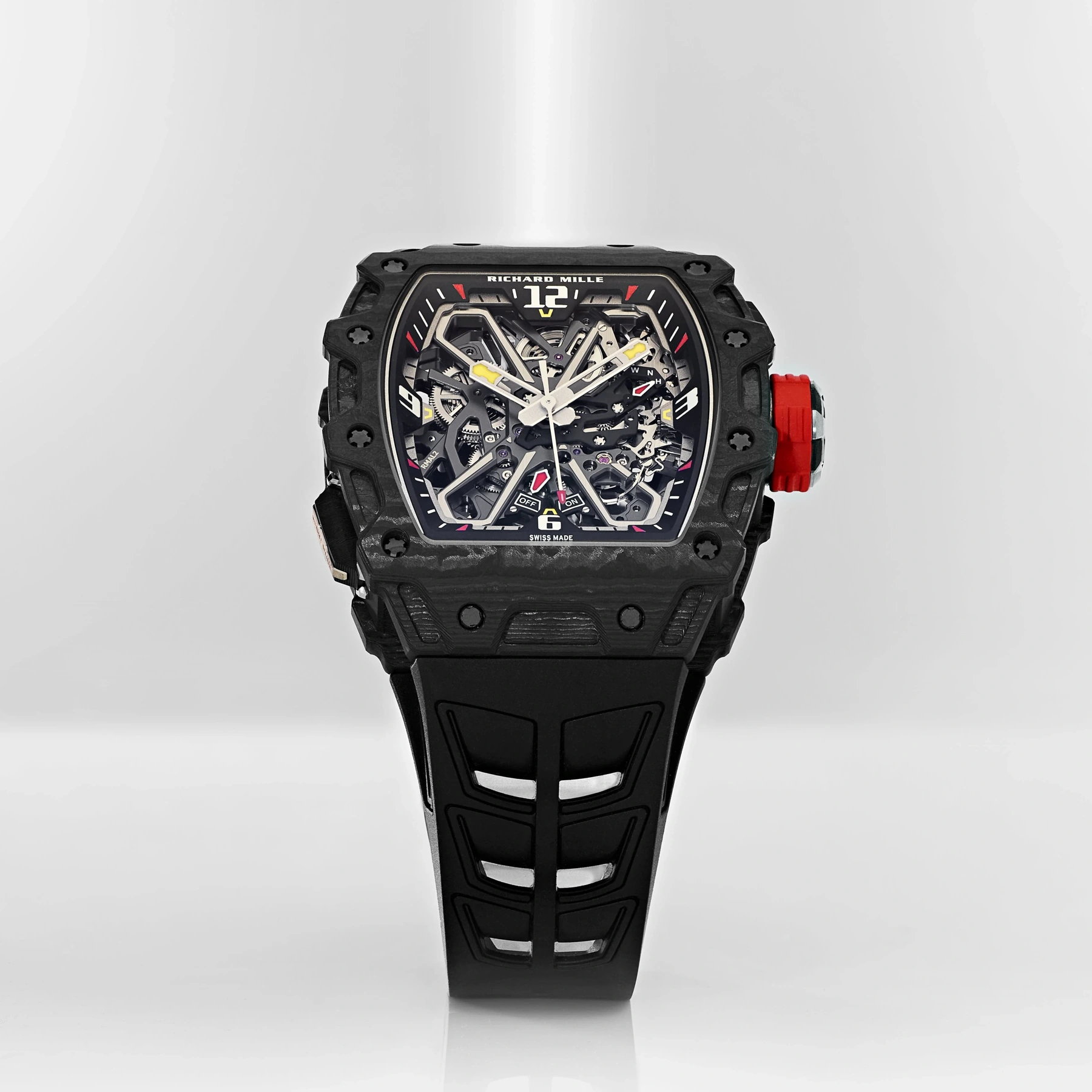 Richard Mille watch with a black carbon case, illustrating the brand