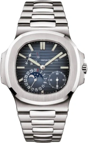 Patek Philippe Nautilus Moon Phases, Stainless steel · black-blue dial